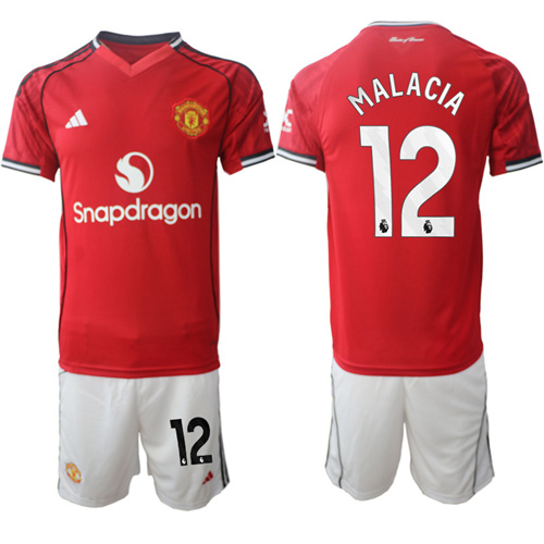 Men's Manchester United #12 MALACIA 2025-26 Home Suit Soccer Jerseys