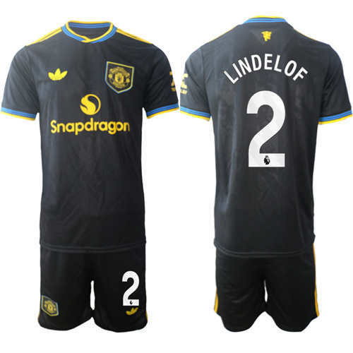 Men's Manchester United #2 LINDELOF 2025-26 Away 2nd Suit Soccer Jerseys