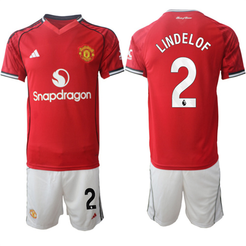 Men's Manchester United #2 LINDELOF 2025-26 Home Suit Soccer Jerseys