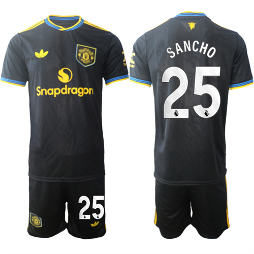 Men's Manchester United #25 SANCHO 2025-26 Away 2nd Suit Soccer Jerseys