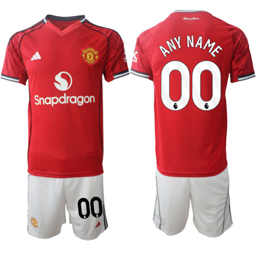 Men's Manchester United Custom Any Name And Number 2025-26 Home Suit Soccer Jerseys
