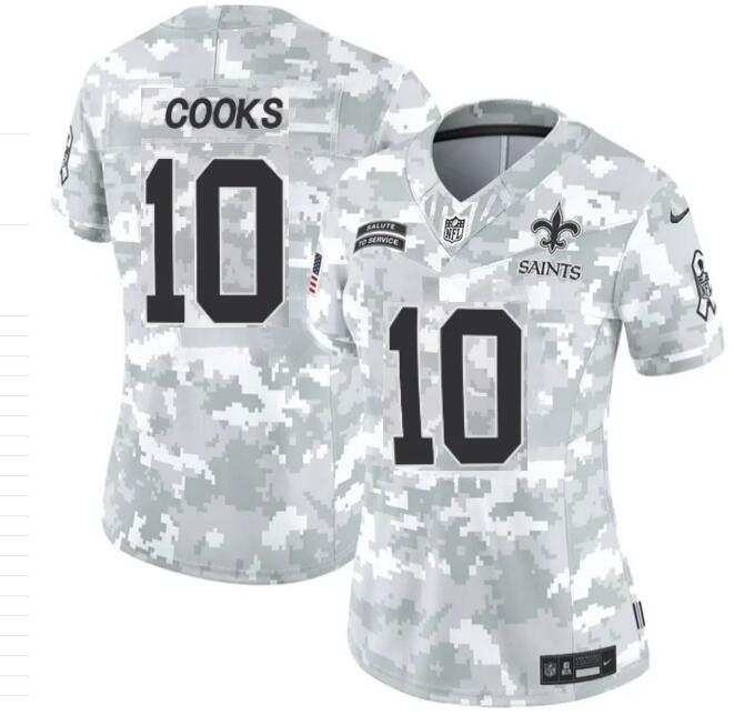 Women's New Orleans Saints #10 Brandin Cooks 2024 F.U.S.E Arctic Camo Salute To Service Limited Stitched Football Jersey(Run Small)