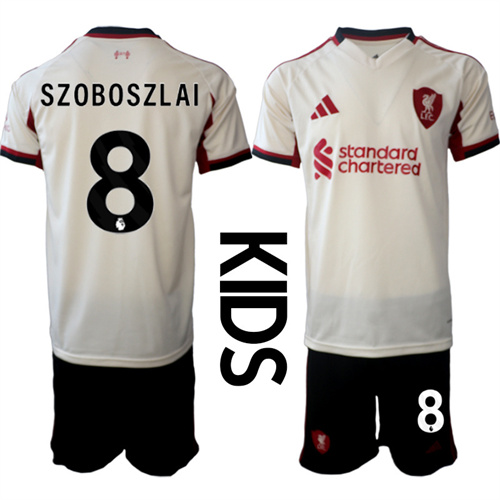 Youth Liverpool #8 SZOBOSZLAI 2025-26 away Kids Suit Soccer Jerseys