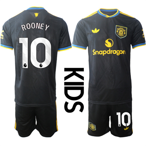 Youth Manchester United #10 ROONEY 2025-26 Away 2nd Kids Suit Soccer Jerseys