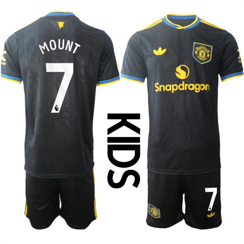 Youth Manchester United #7 MOUNT 2025-26 Away 2nd Kids Suit Soccer Jerseys