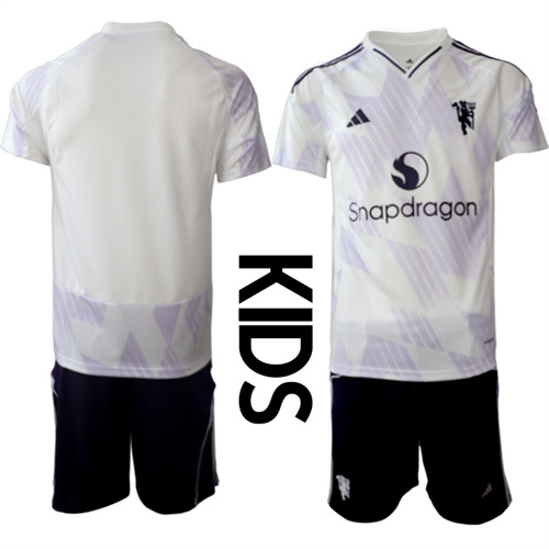 Youth Manchester United Blank 2025-26 Away Kids Suit Soccer Jerseys
