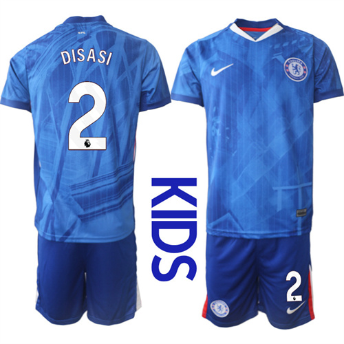 Youth Chelsea FC #2 DISASI 2025-26 home Kids Suit Soccer Jerseys