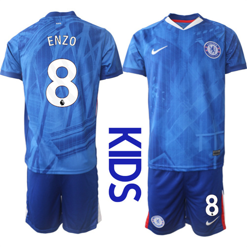 Youth Chelsea FC #8 ENZO 2025-26 home Kids Suit Soccer Jerseys