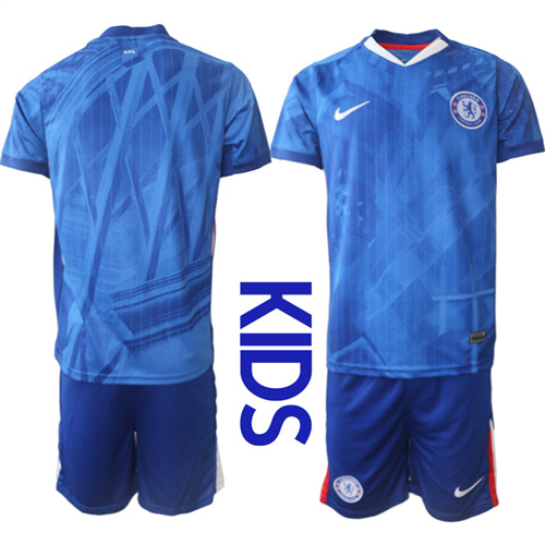 Youth Chelsea FC Blank 2025-26 home Kids Suit Soccer Jerseys