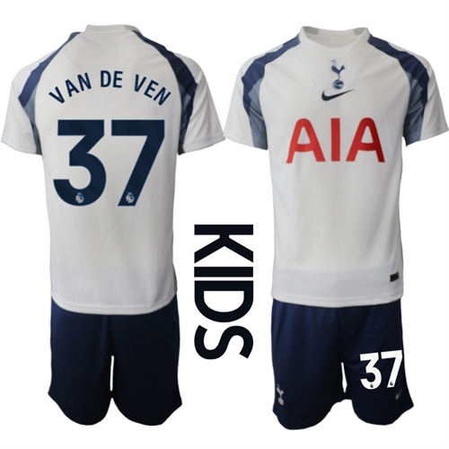 Youth Tottenham Hotspur #37 VAN DE VEN 2025-26 home Kids Suit Soccer Jerseys