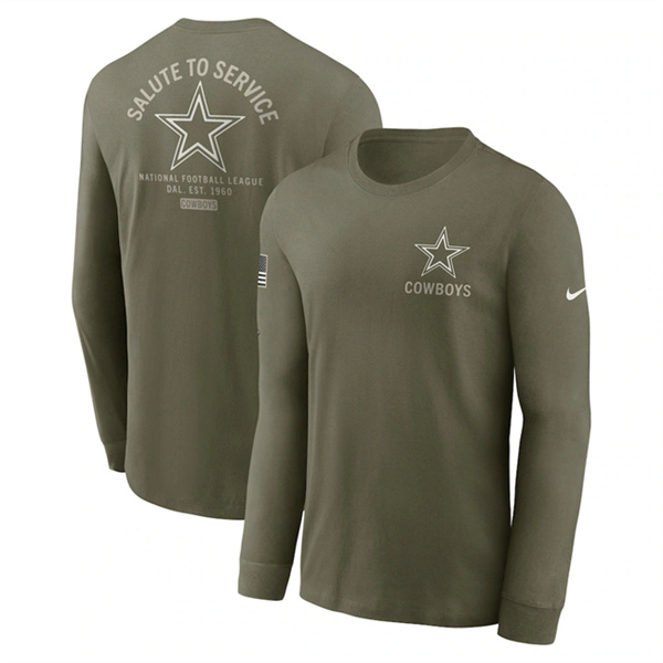 Men's Dallas Cowboys Olive 2025 Salute to Service Sideline Long Sleeve T-Shirt
