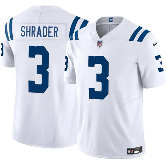 Men's Indianapolis Colts #3 Spencer Shrader White 2025 F.U.S.E. Vapor Limited Football Stitched Jersey