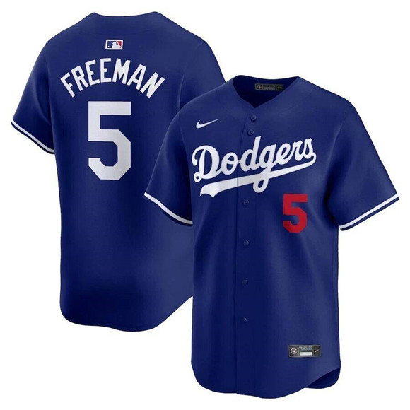 Men's Los Angeles Dodgers #5 Freddie Freeman Royal Limited Stitched Baseball Jersey
