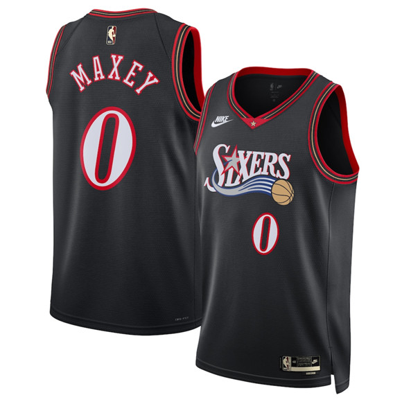 Men's Philadelphia 76ers #0 Tyrese Maxey Black 2025 Classic Edition Stitched Jersey