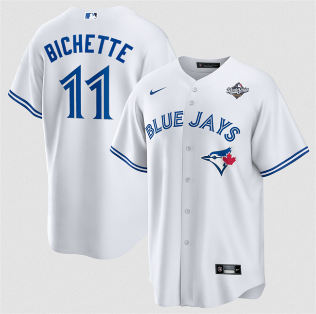 Men's Toronto Blue Jays #11 Bo Bichette White 2025 World Series Home Cool Base Stitched Jersey