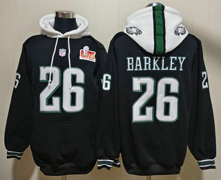 Men's Philadelphia Eagles #26 Saquon Barkley Black Super Bowl LIX Pullover Hoodie