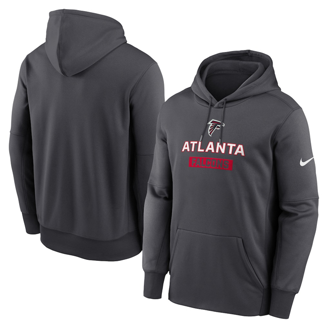 Men's Atlanta Falcons Anthracite Toss Sweep Performance Pullover Hoodie