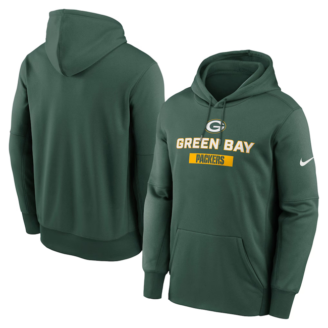 Men's Green Bay Packers Green Toss Sweep Performance Pullover Hoodie