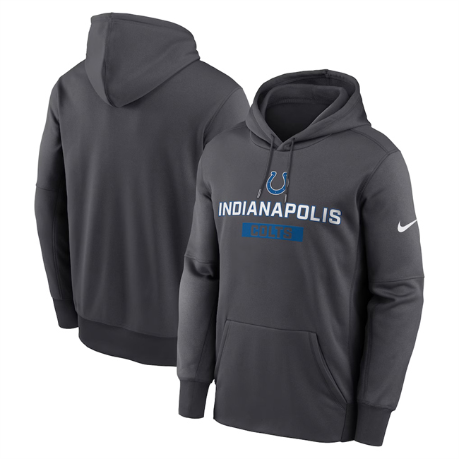 Men's Indianapolis Colts Anthracite Toss Sweep Performance Pullover Hoodie
