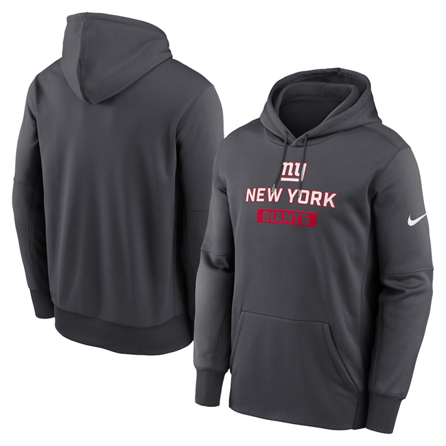 Men's New York Giants Anthracite Toss Sweep Performance Pullover Hoodie