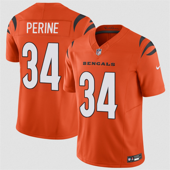 Men's Cincinnati Bengals #34 Samaje Perine Orange 2025 F.U.S.E. Vapor Untouchable Limited Stitched Football Jersey