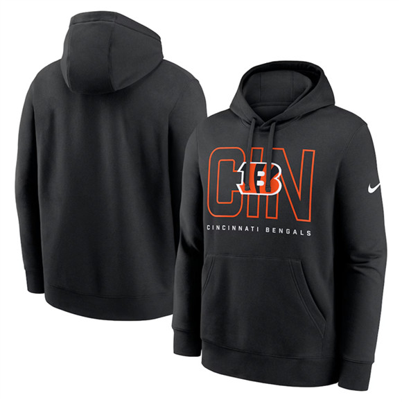 Men's Cincinnati Bengals Black Busted Play Club Fleece Pullover Hoodie