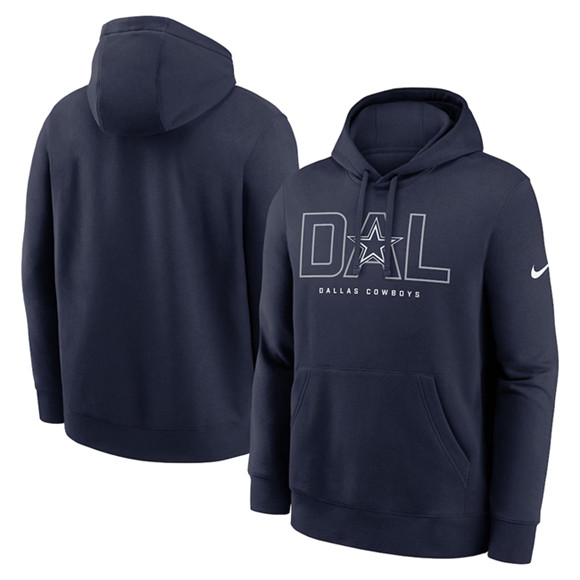 Men's Dallas Cowboys Navy Busted Play Club Fleece Pullover Hoodie
