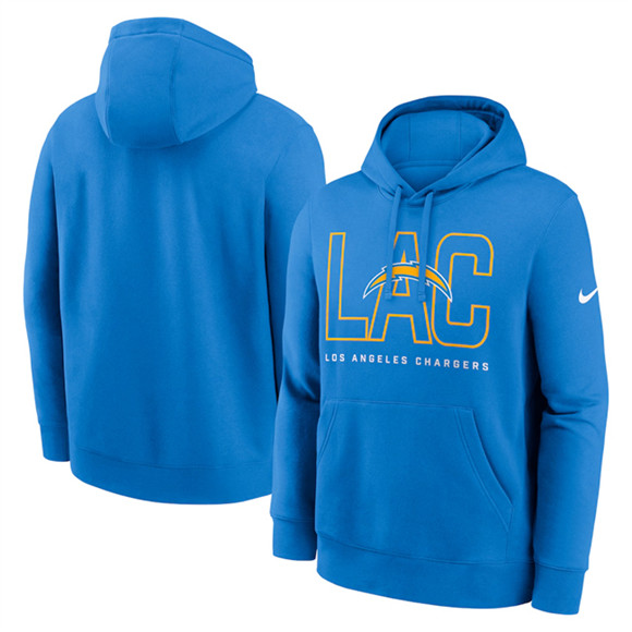 Men's Los Angeles Chargers Powder Blue Busted Play Club Fleece Pullover Hoodie