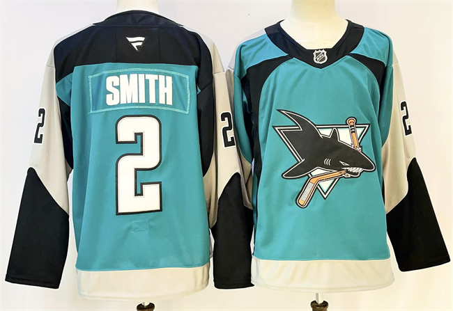 Men's San Jose Sharks #2 Will Smith Teal 2025 Alternate Stitched Hockey Jersey