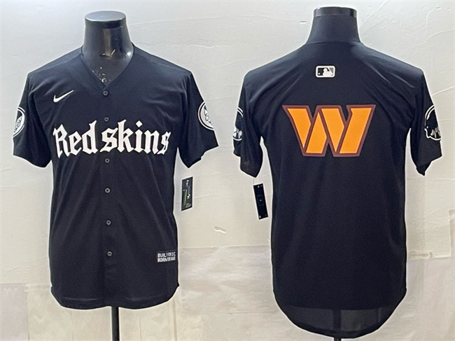 Men's Washington Commanders Team Big Logo Black 'Gothic Capitol Shadows Edition' Limited Stitched Baseball Jersey