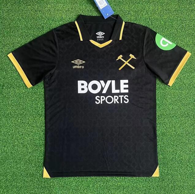 Men's English soccer team Blank West Ham United 2025 3rd kit Black jersey