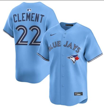 Men's Toronto Blue Jays #22 Ernie Clement Light Blue Replica Powder Alternate Jersey