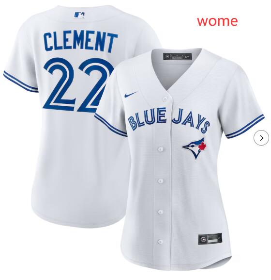 Women Toronto Blue Jays #22 Ernie Clement Nike White Home Replica Jersey