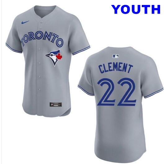 Youth Toronto Blue Jays #22 Ernie Clement Gray Mlb Jersey