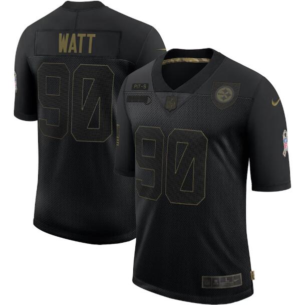 Men's Pittsburgh Steelers #90 T.J. Watt Nike Black 2020 Salute To Service Limited Jersey