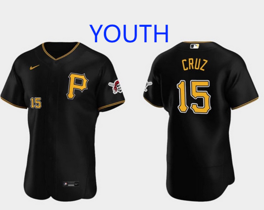 Youth Pittsburgh Pirates #15 Oneil Cruz Black Cool Base Nike Jersey