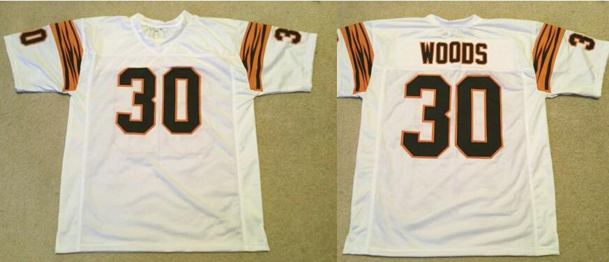 Men's Cincinnati Bengals #30 Ickey Woods White Legacy  Mitchell & Ness Replica Jersey