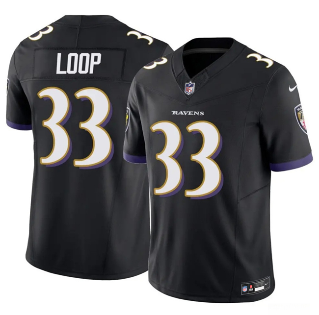 Men's Baltimore Ravens #33 Tyler Loop Black 2025 F.U.S.E. Vapor Limited Football Jersey