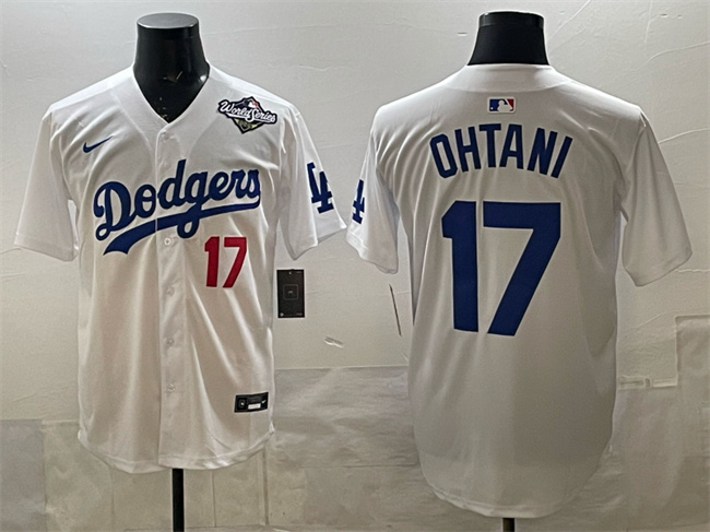 Men's Los Angeles Dodgers #17 Shohei Ohtani White 2025 World Series Home Limited Stitched Baseball Jersey