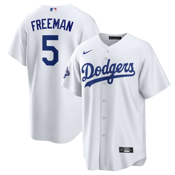 Men's Los Angeles Dodgers #5 Freddie Freeman White 2025 World Series Champions Stitched Baseball Jersey