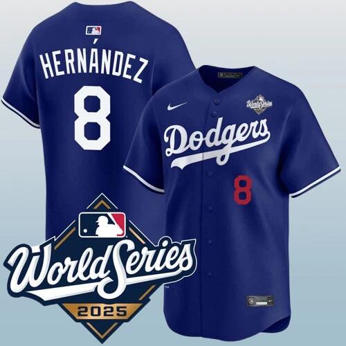 Men's Los Angeles Dodgers #8 Enrique Hernández Blue 2025 World Series Vapor Limited Stitched Jersey