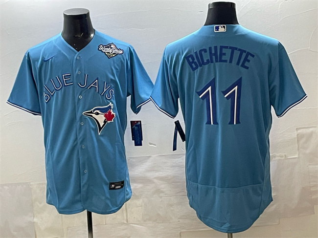 Men's Toronto Blue Jays #11 Bo Bichette Blue 2025 World Series Flex Base Stitched Baseball Jersey