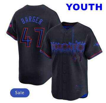 Youth Toronto Blue Jay #47 Addison Barger Black 2024 City Connect Player Baseball Jersey