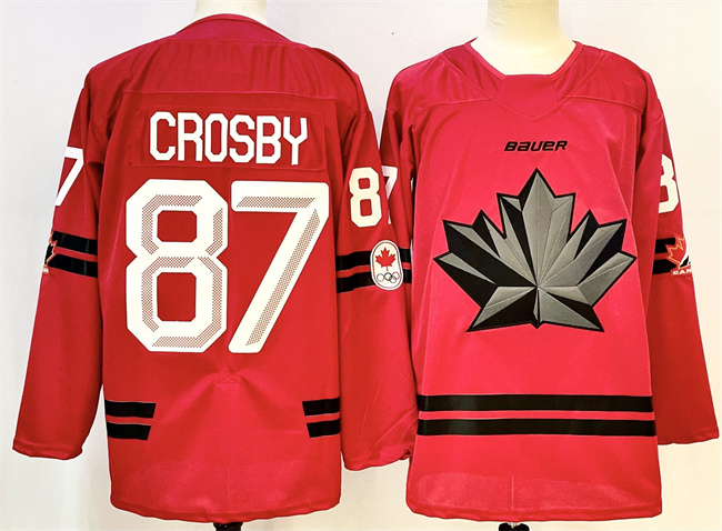 Men's Canada Hockey #87 Sidney Crosby 2026 Olympics Red Stitched Jersey