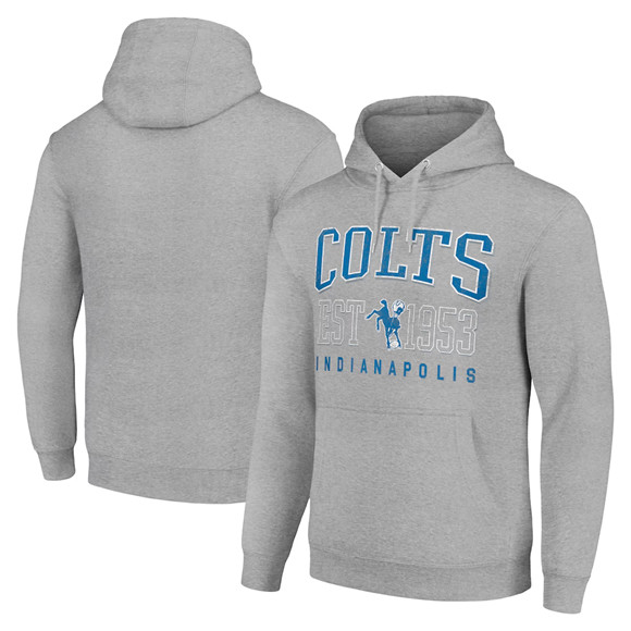 Men's Indianapolis Colts Gray Throwback Logo Pullover Hoodie