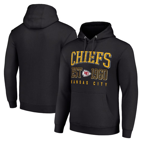 Men's Kansas City Chiefs Black Throwback Logo Pullover Hoodie