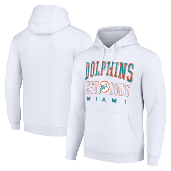 Men's Miami Dolphins White Throwback Logo Pullover Hoodie