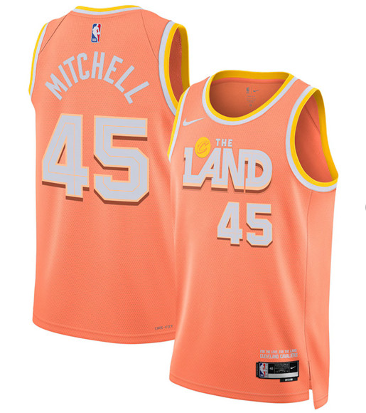Men's Cleveland Cavaliers #45 Donovan Mitchell Orange 2025-26 City Edition Swingman Stitched Jersey