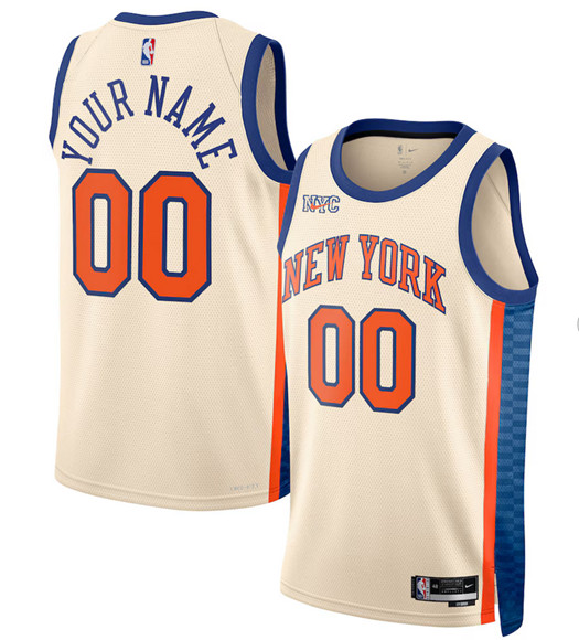 Men's New Yok Knicks Active Player Custom Cream 2025-26 City Edition Swingman Stitched Basketball Jersey