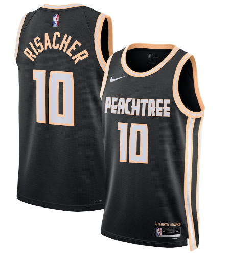 Men's Atlanta Hawks #10 Zaccharie Risacher Black 2025-26 City Edition Swingman Stitched Jersey